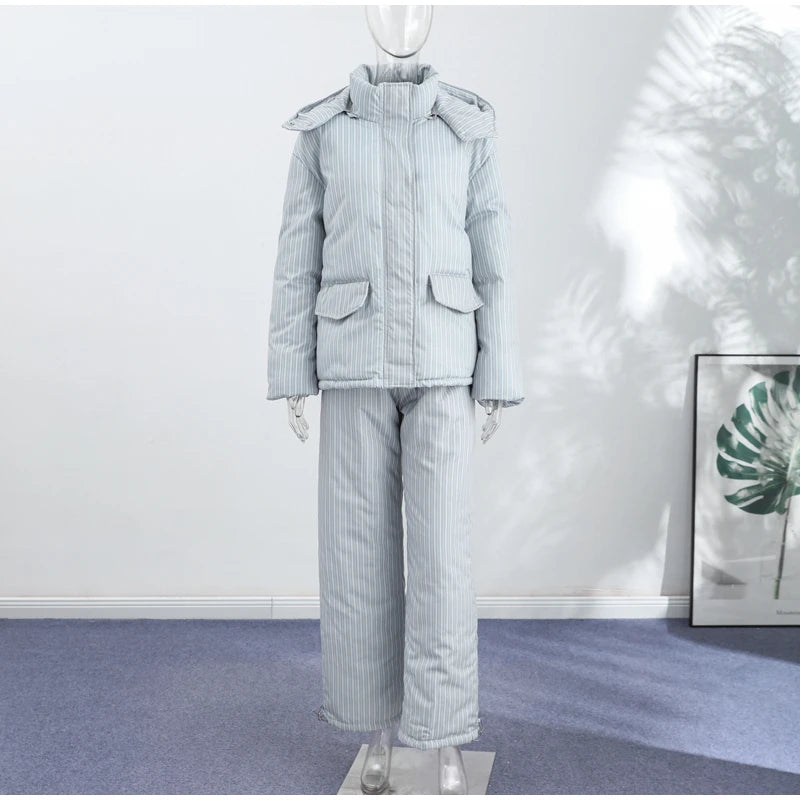 Striped Cotton Coat & Trousers Set