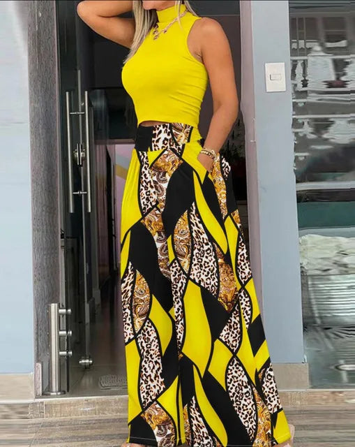 Paloma Printed Top & Wide-Leg Pants Set