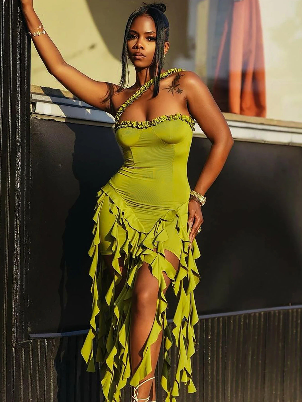 Sleeveless Halter Ruffle Mini Dress