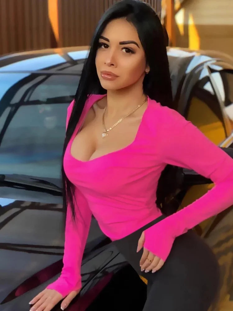 Neon Long-Sleeve Bodycon Bodysuit