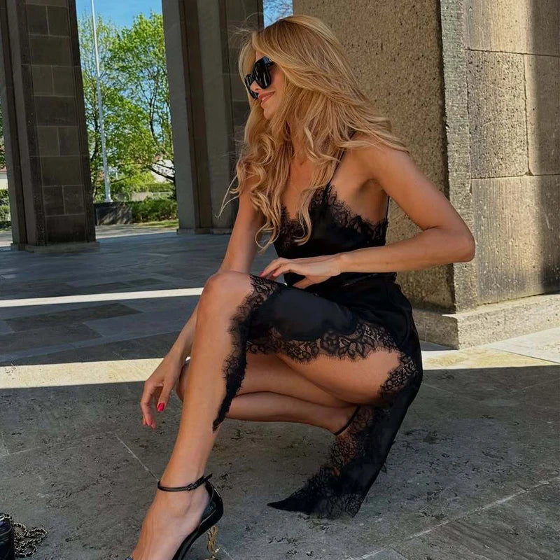 Livia Satin Lace Mini Dress