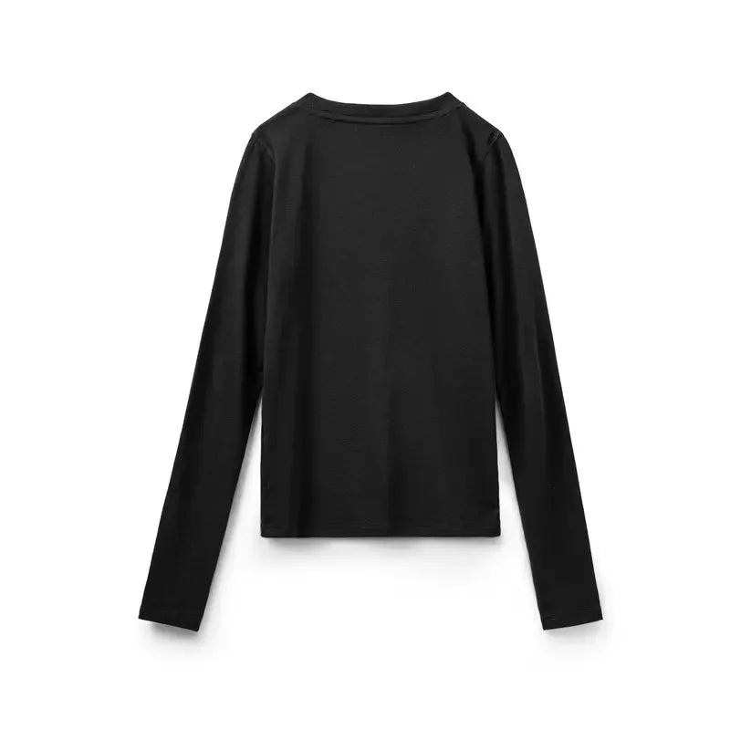 Ribbed Crew-Neck Thermal Long-Sleeve Top