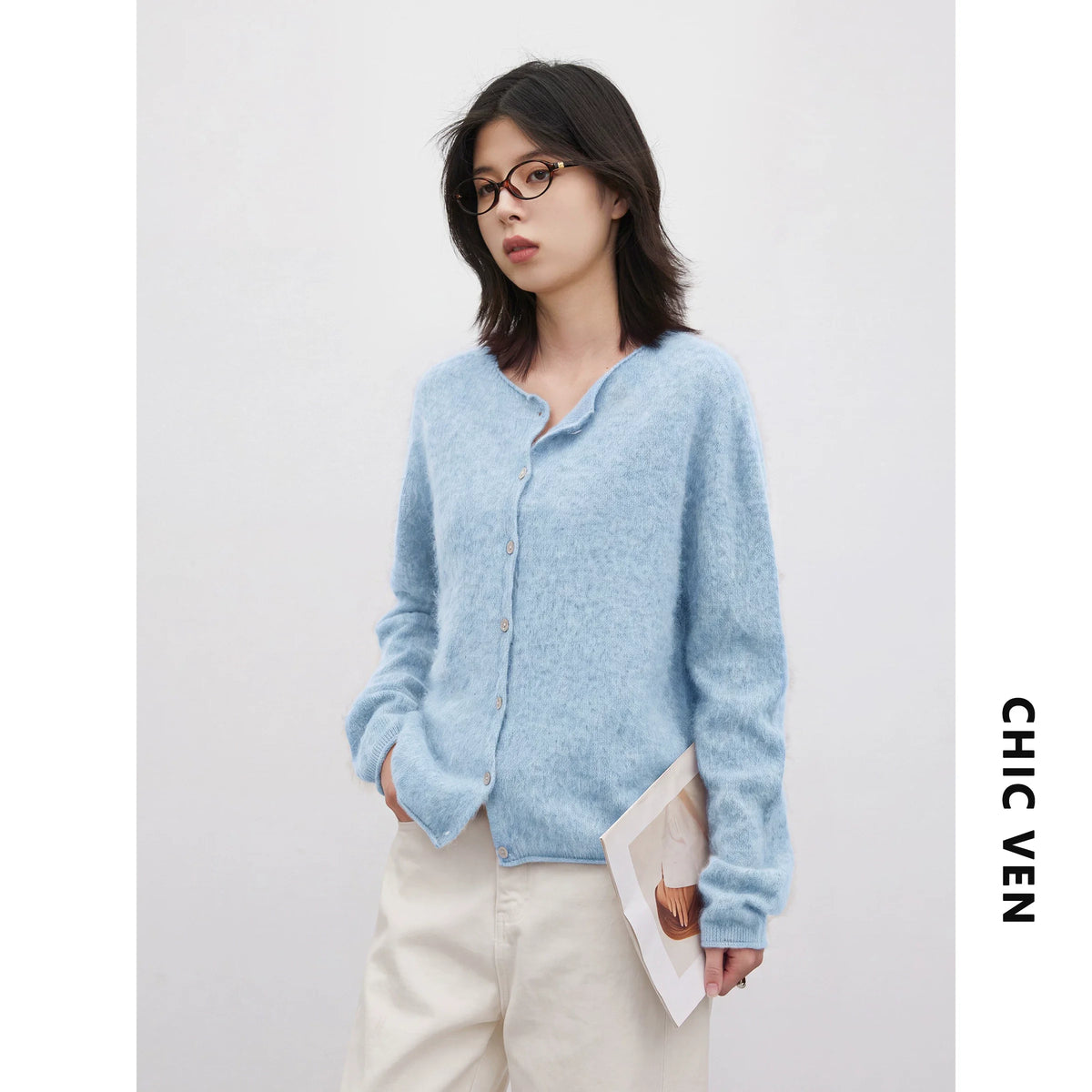 Relaxed Button-Front Knit Cardigan