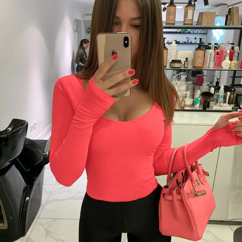 Neon Long-Sleeve Bodycon Bodysuit