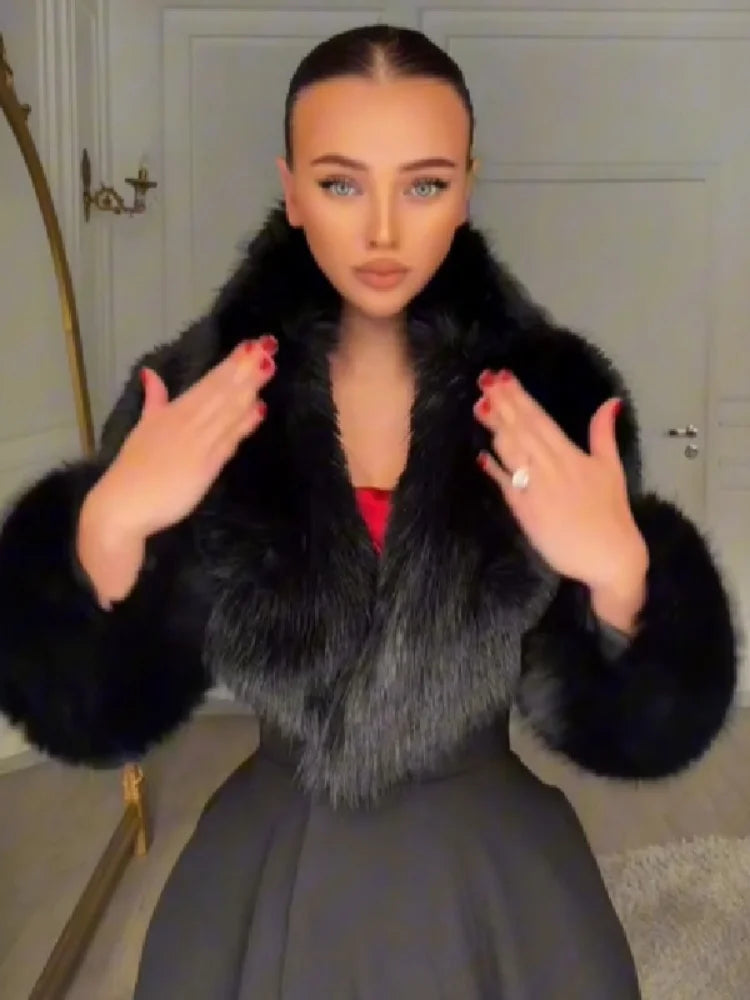 Fur-Collar Wool-Blend Long Coat
