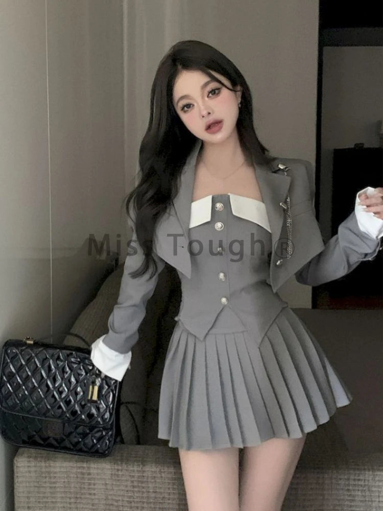 Ivy Three-Piece Pleated Skirt Set