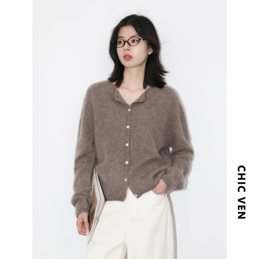 Relaxed Button-Front Knit Cardigan