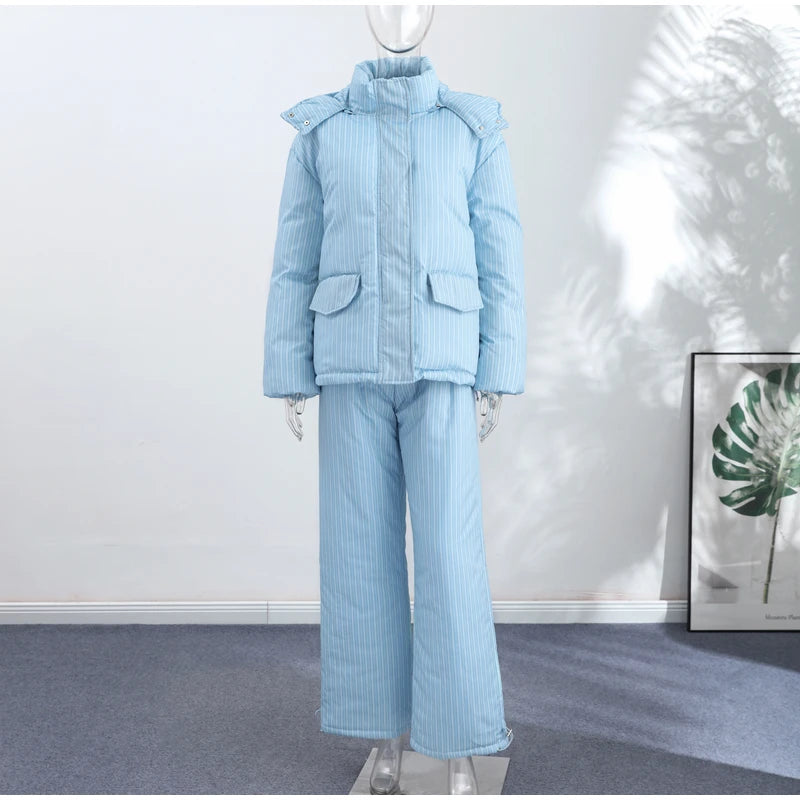 Striped Cotton Coat & Trousers Set