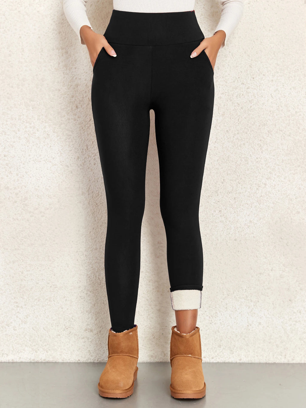 High-Waist Velvet-Lined Winter Leggings