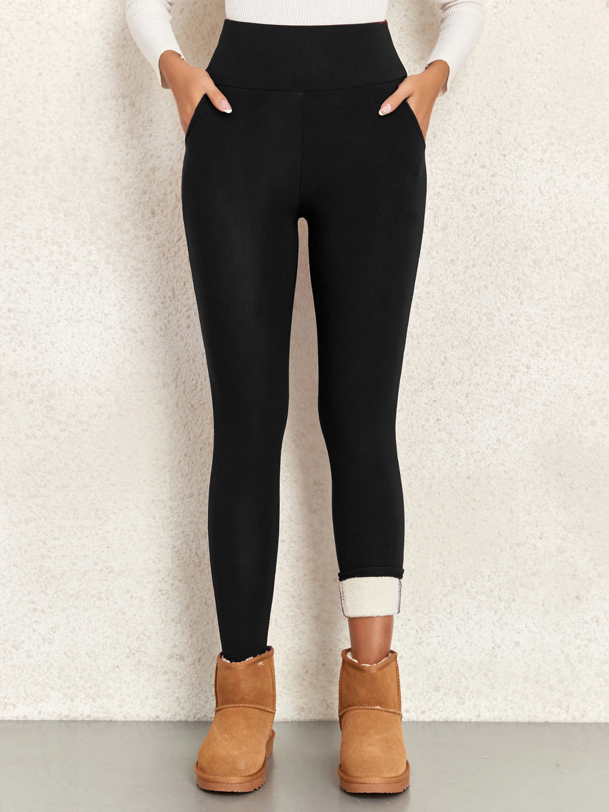 High-Waist Velvet-Lined Winter Leggings