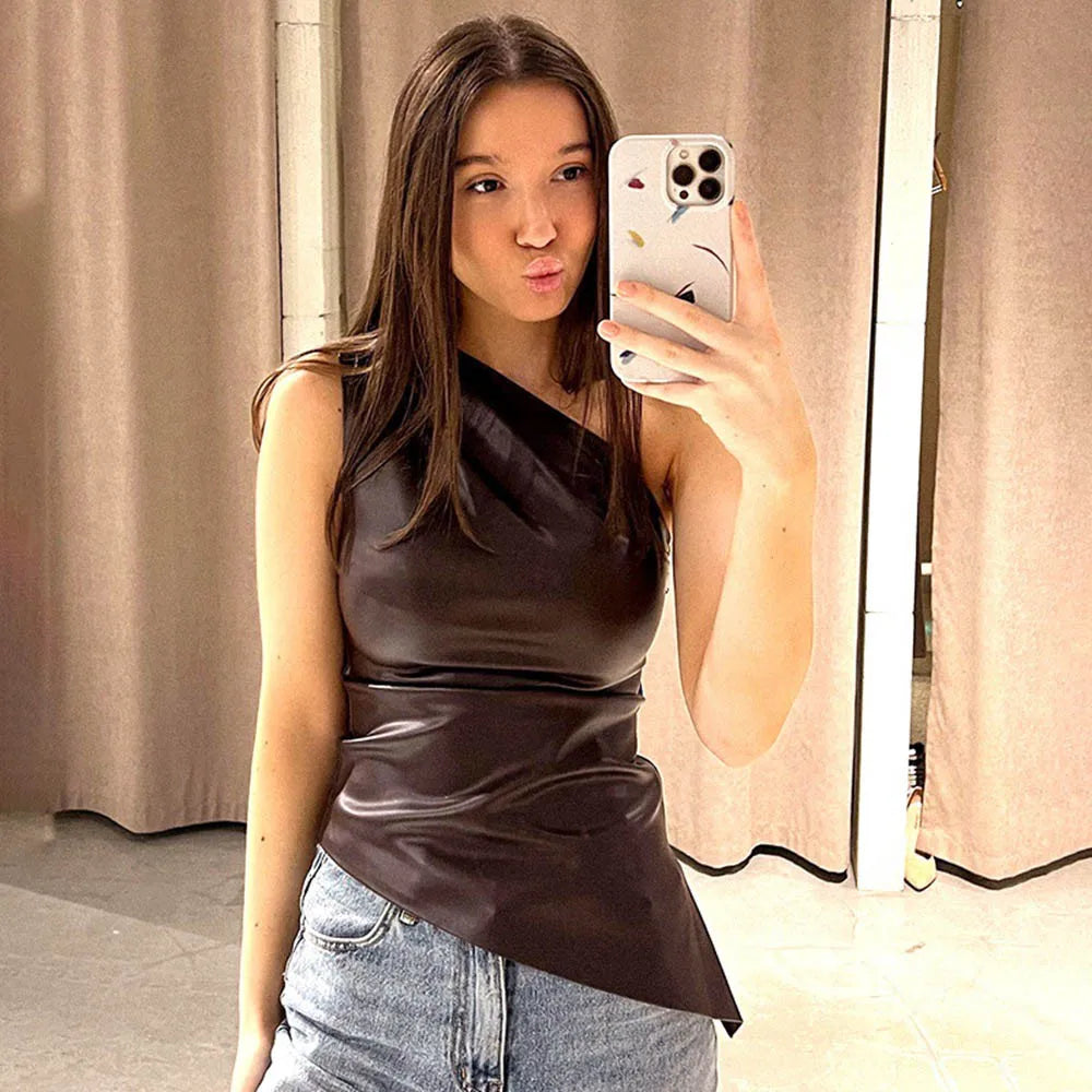 One-Shoulder Sleeveless Jacket