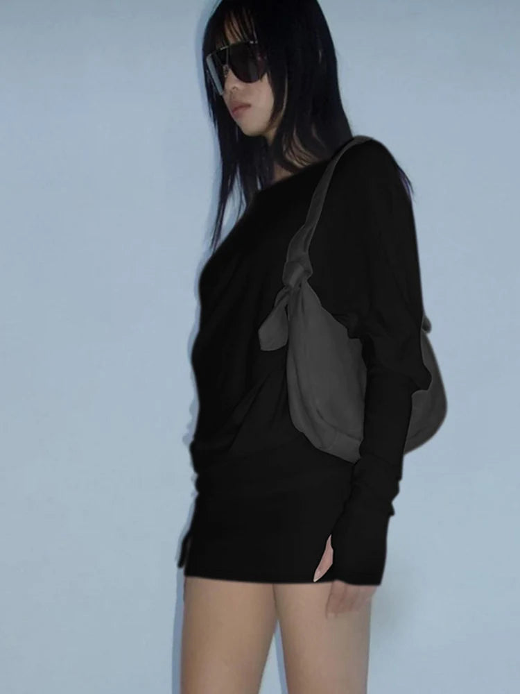 Mila Off-Shoulder Long-Sleeve Mini Dress