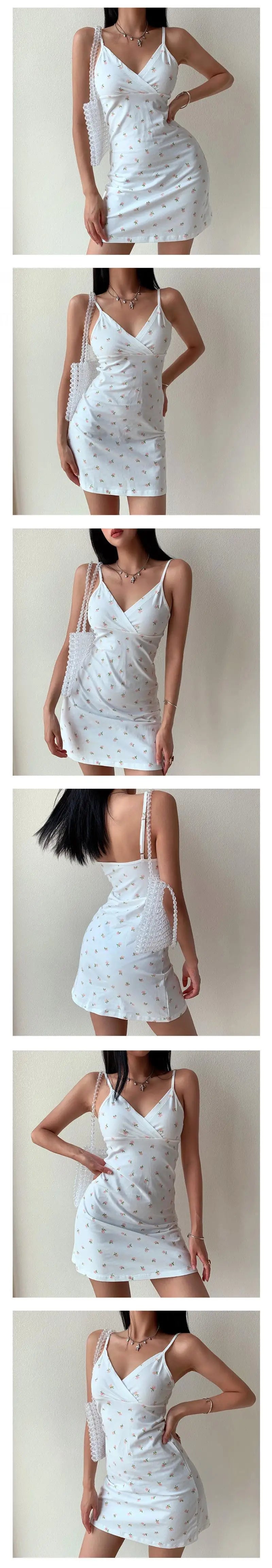 Floral V-Neck Bodycon Mini Dress