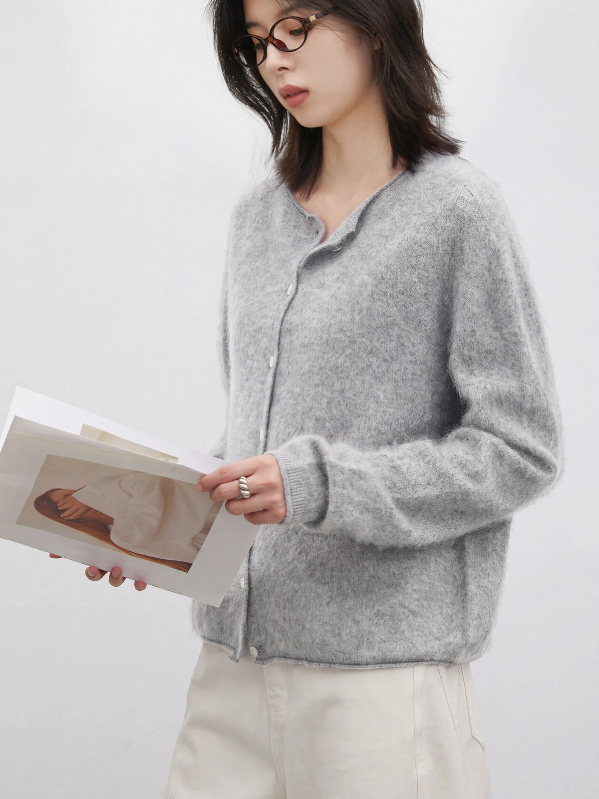 Relaxed Button-Front Knit Cardigan
