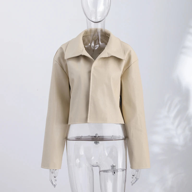 PU Leather Stand-Collar Zip Jacket