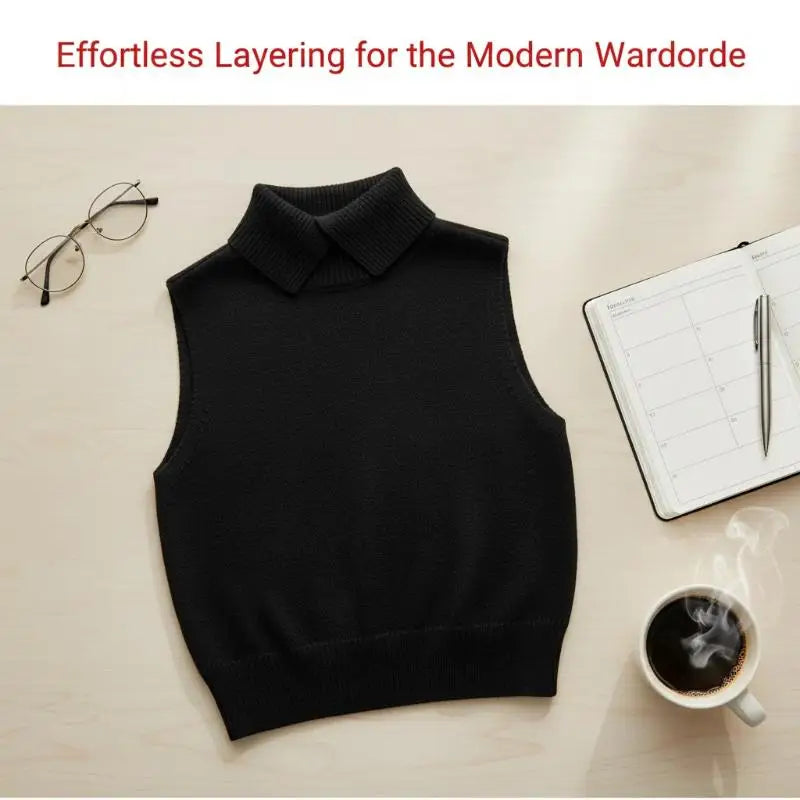 Solid Lapel Knit Vest