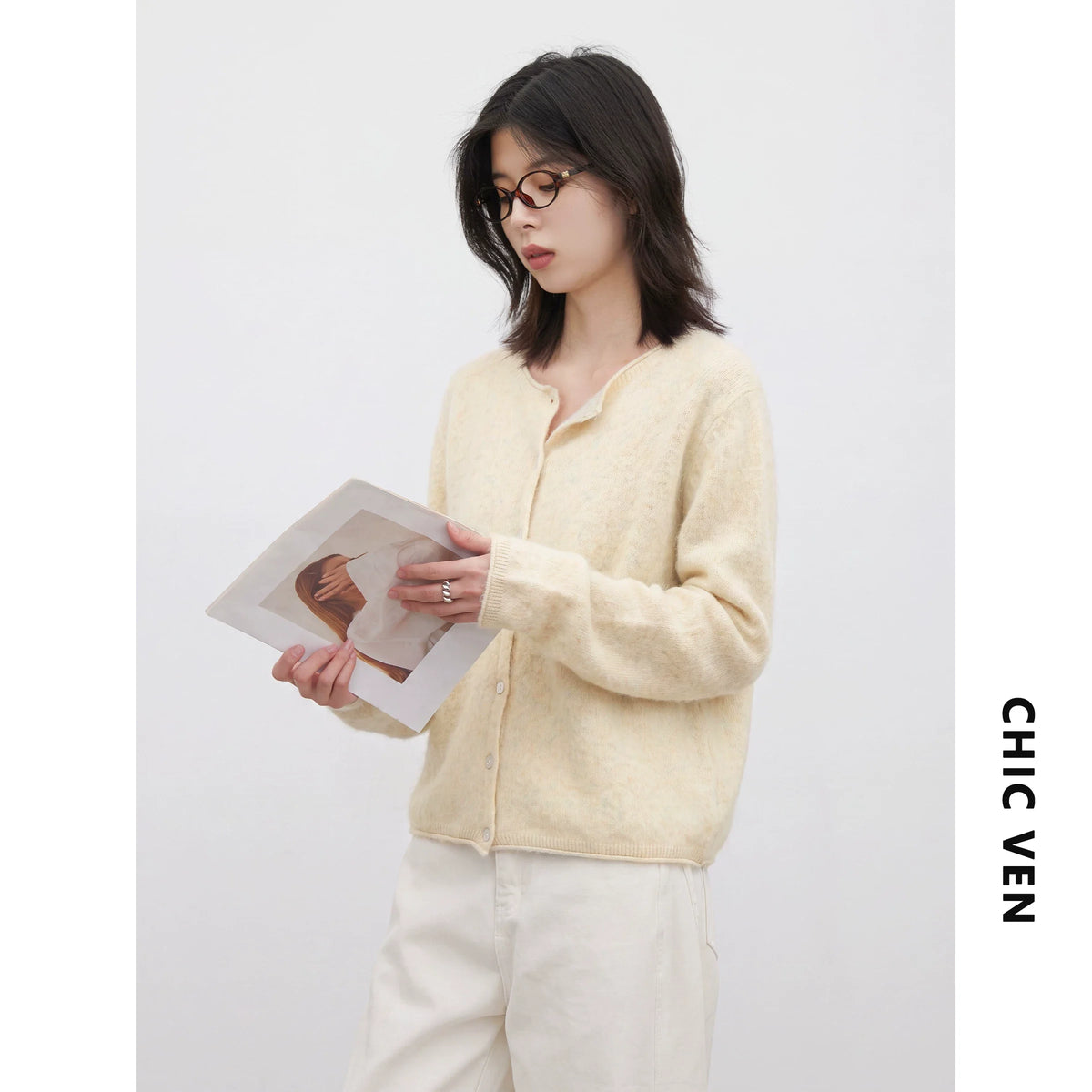 Relaxed Button-Front Knit Cardigan