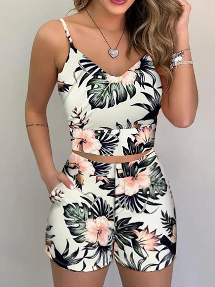 Marisol Tropical Floral Vest & Shorts Set