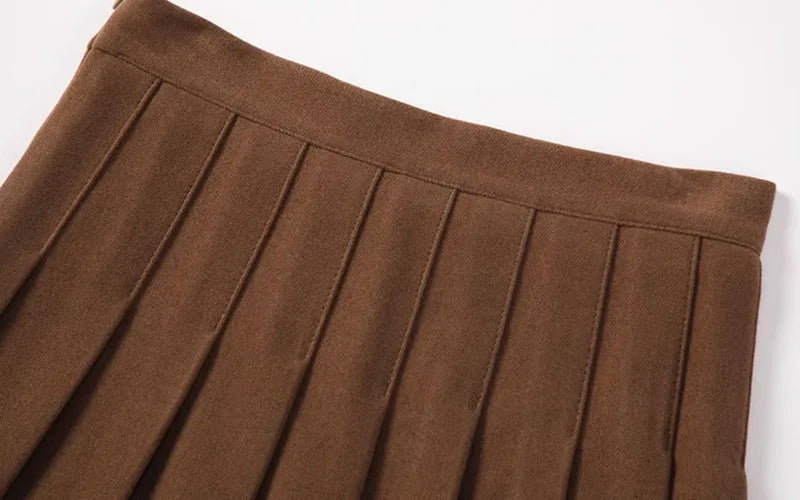 Wool-Blend Pleated Midi Skirt
