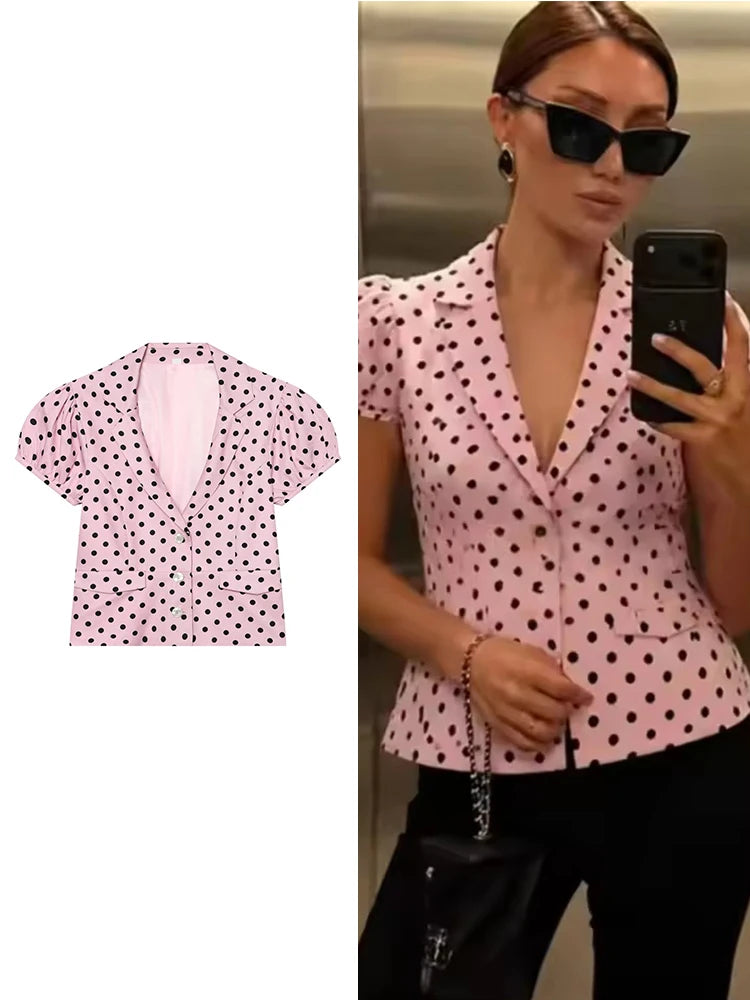 Rosie Polka-Dot Short-Sleeve Blazer