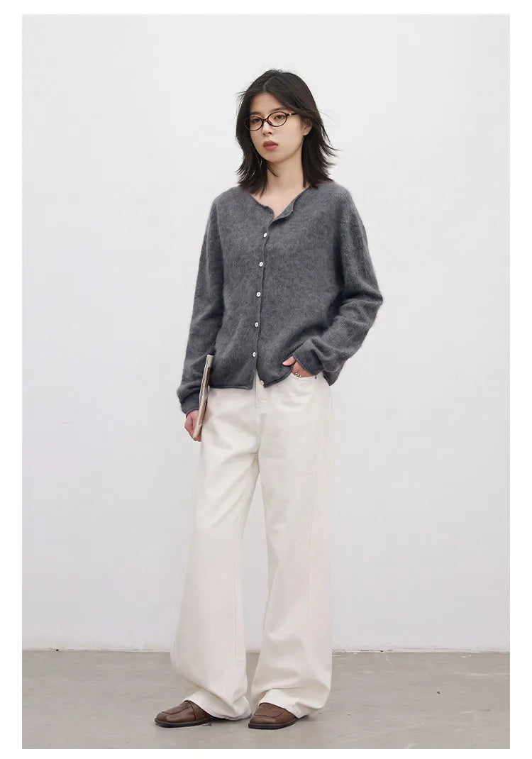 Relaxed Button-Front Knit Cardigan
