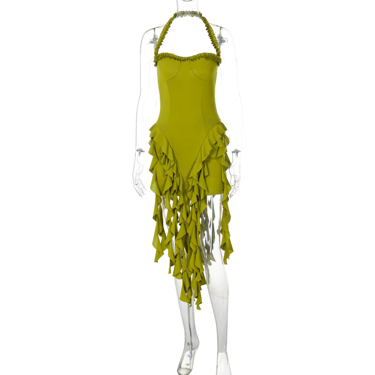 Sleeveless Halter Ruffle Mini Dress