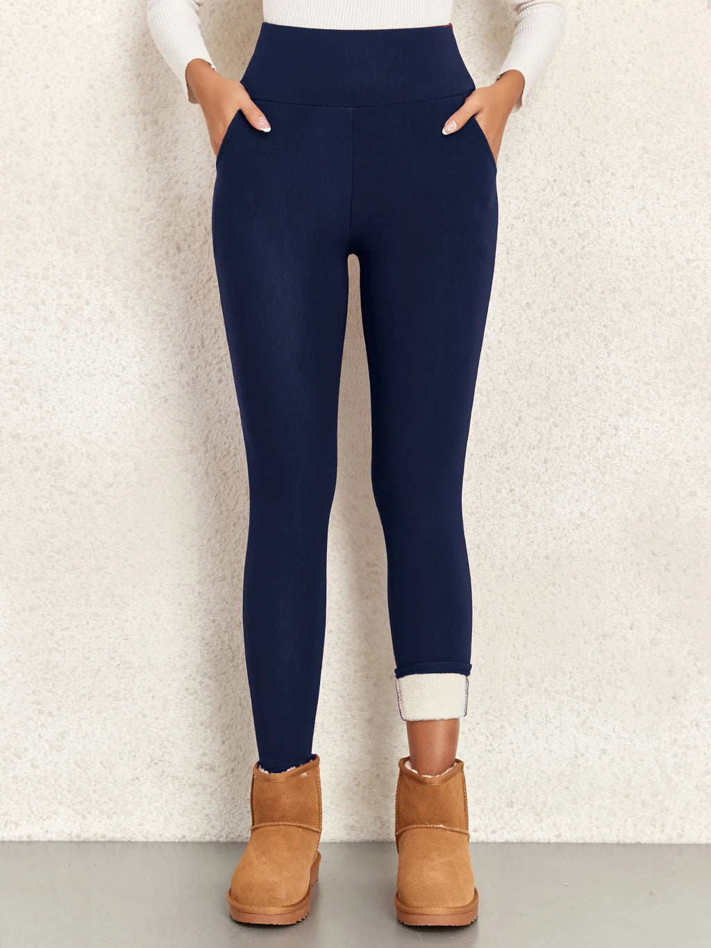 High-Waist Velvet-Lined Winter Leggings