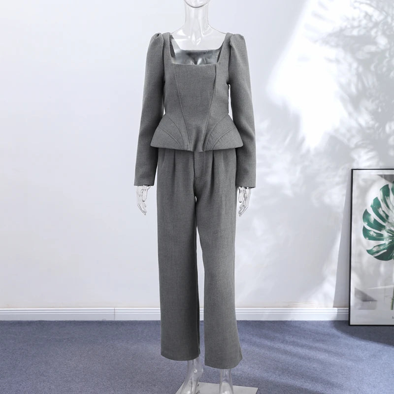 Wool-Blend Knit Top & Pants Set