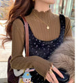Ruffled Turtleneck Knit Sweater