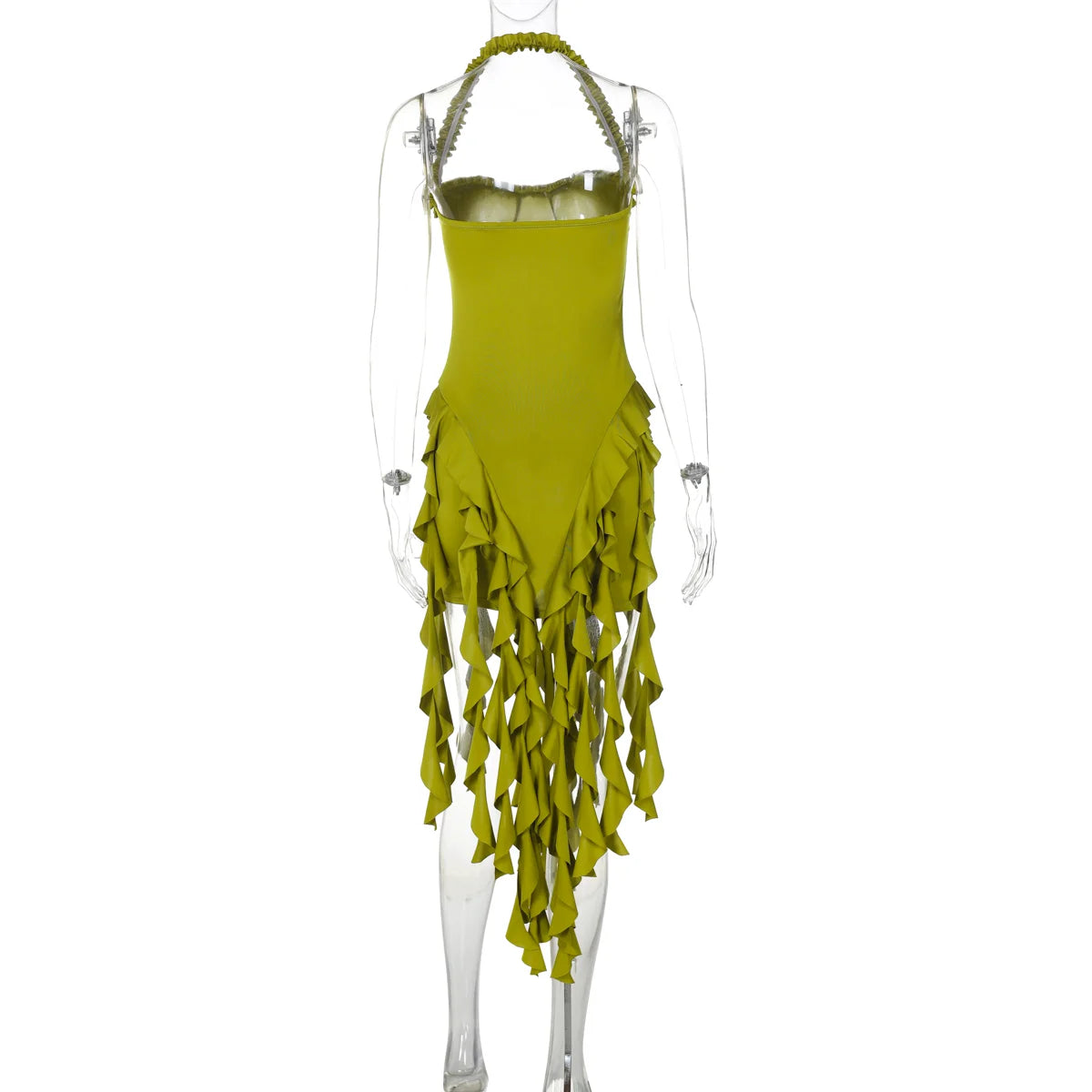 Sleeveless Halter Ruffle Mini Dress