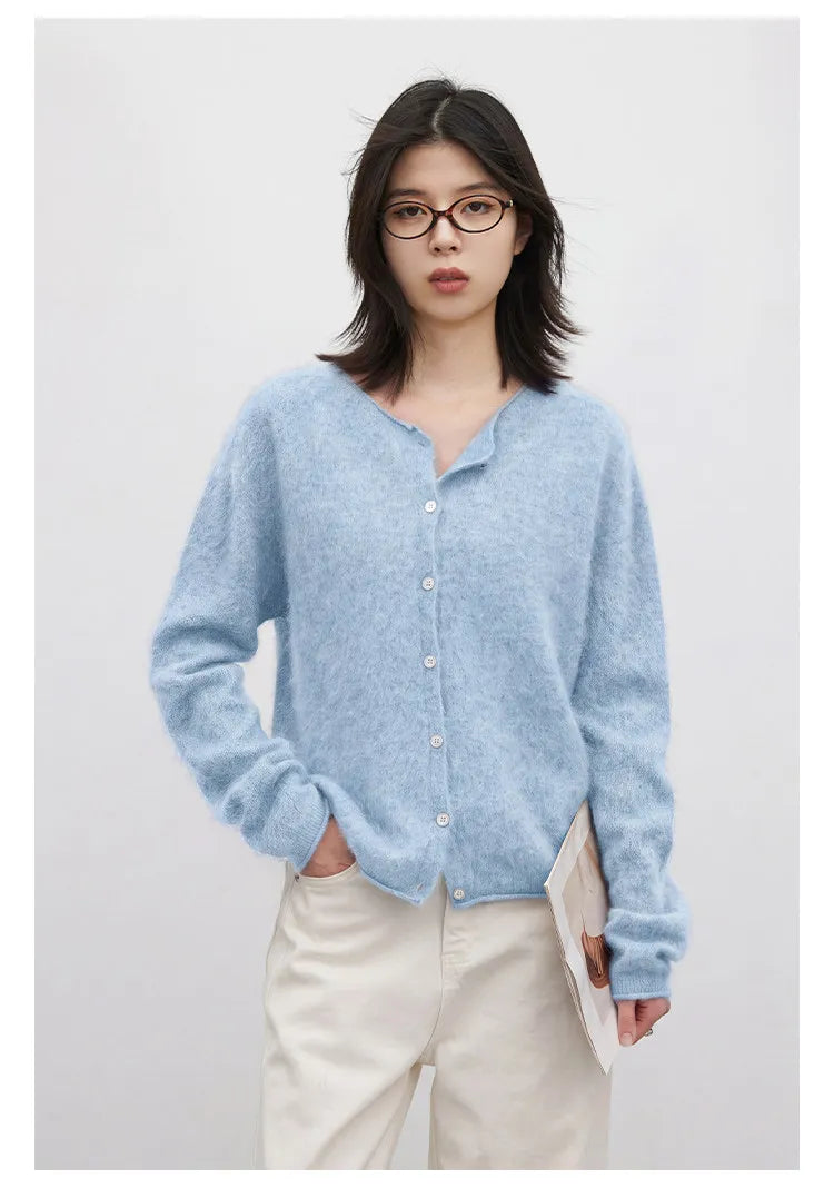 Relaxed Button-Front Knit Cardigan