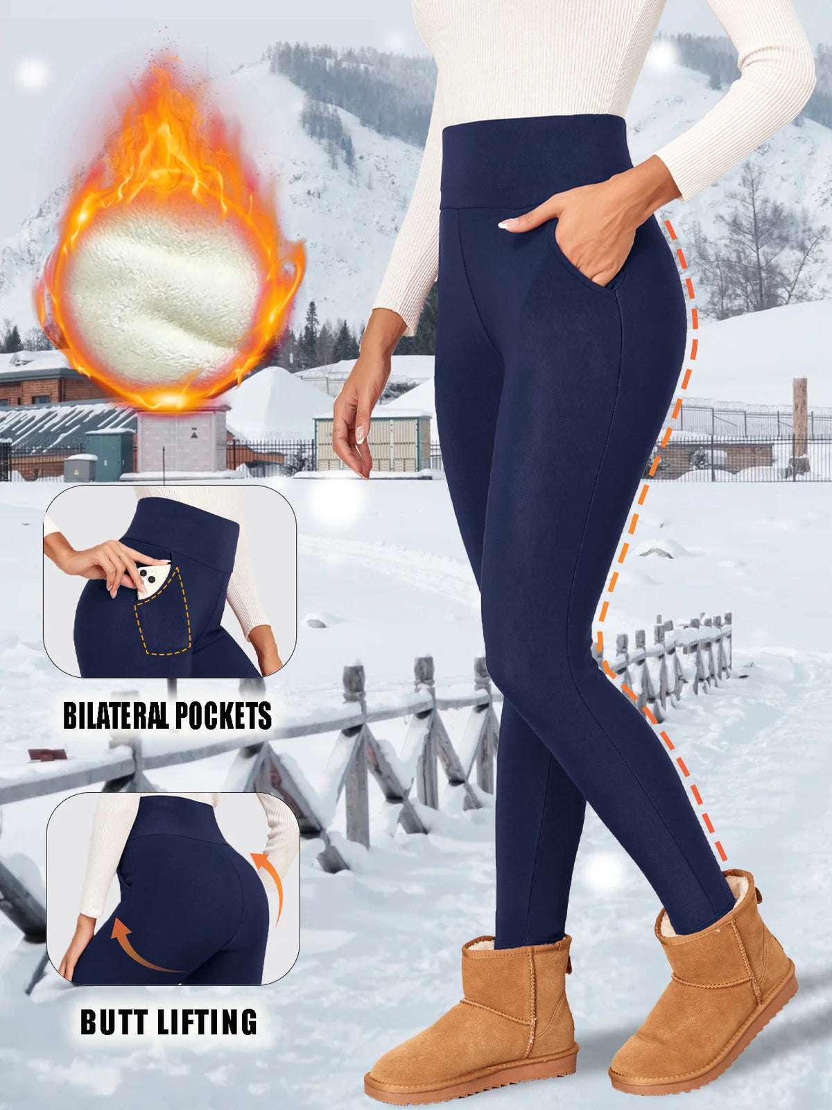 High-Waist Velvet-Lined Winter Leggings