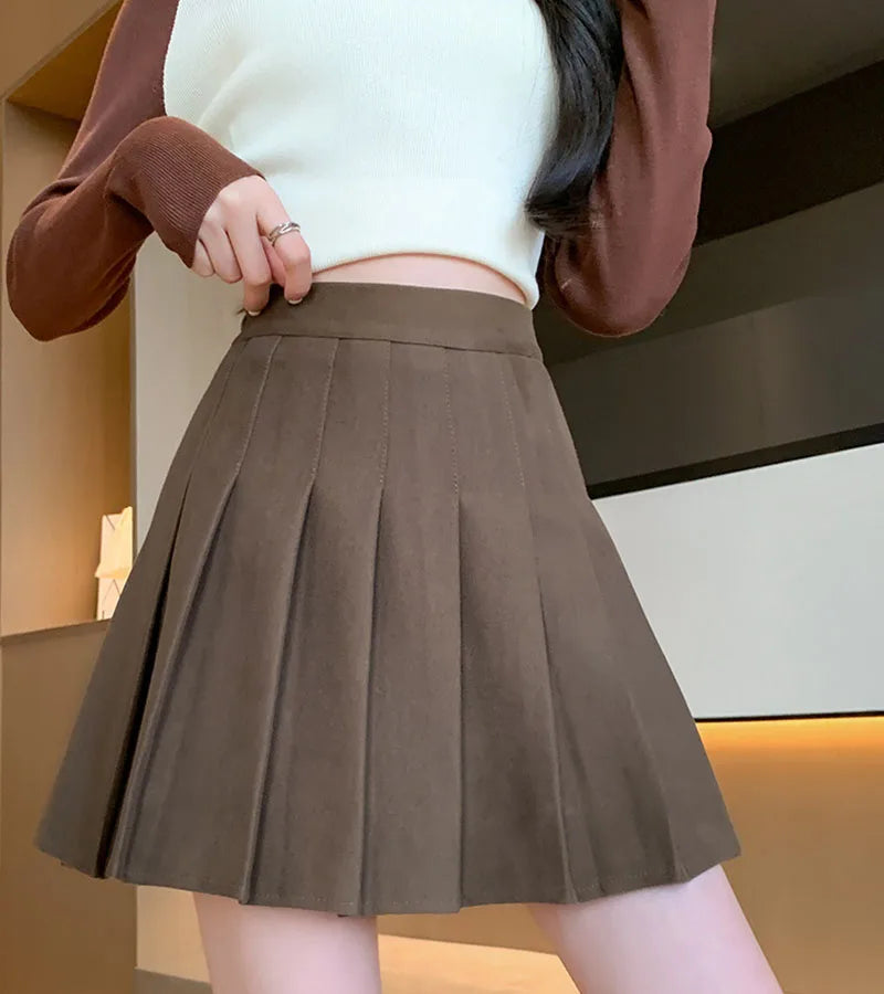 Wool-Blend Pleated Midi Skirt