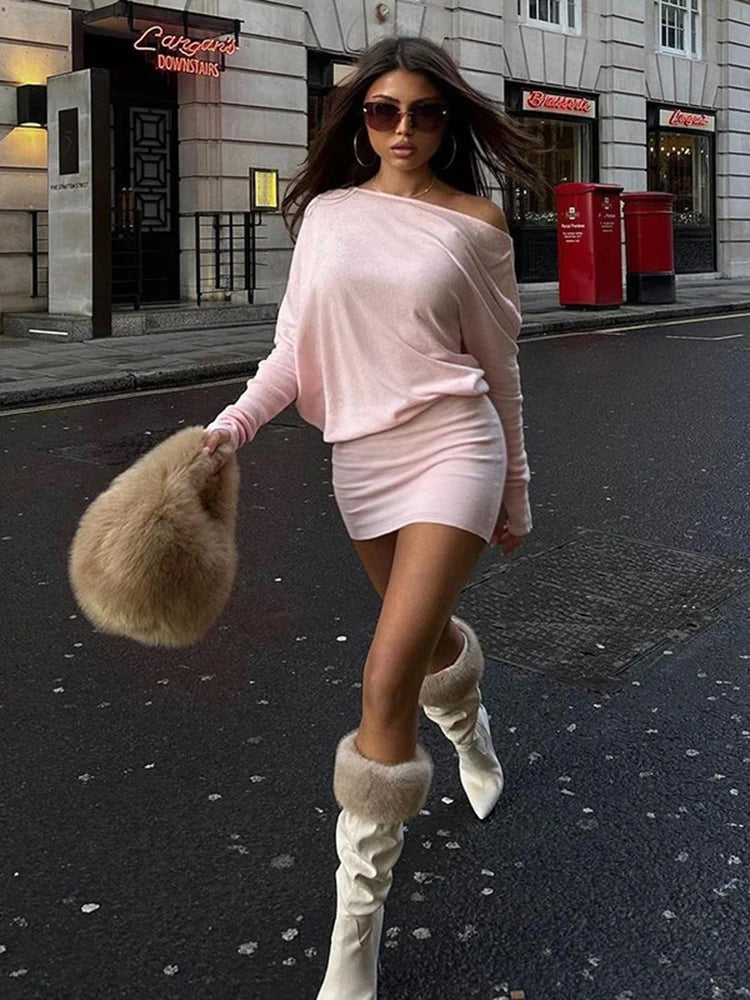 Mila Off-Shoulder Long-Sleeve Mini Dress