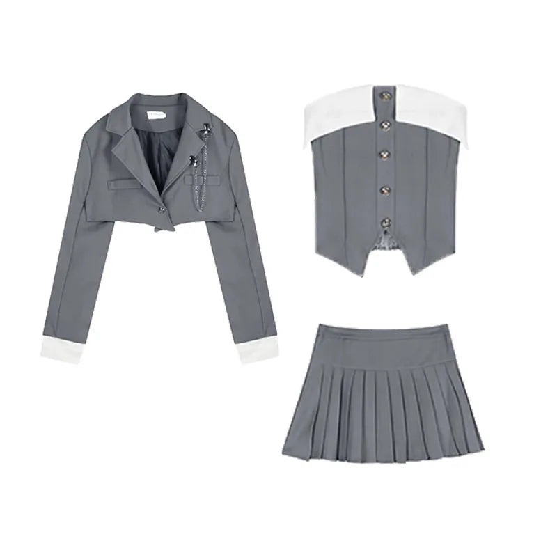 Ivy Three-Piece Pleated Skirt Set