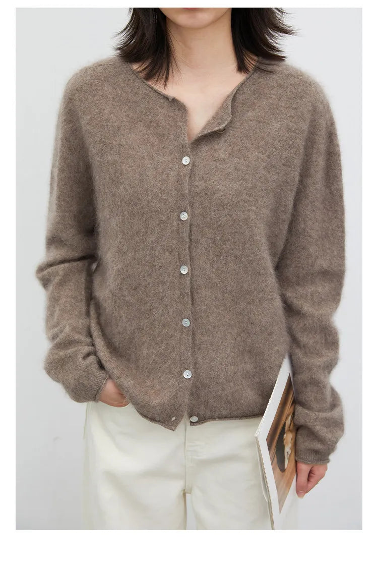 Relaxed Button-Front Knit Cardigan