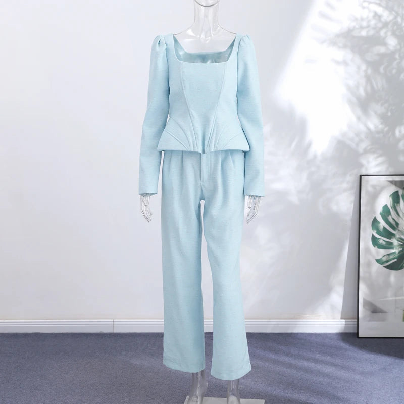 Wool-Blend Knit Top & Pants Set
