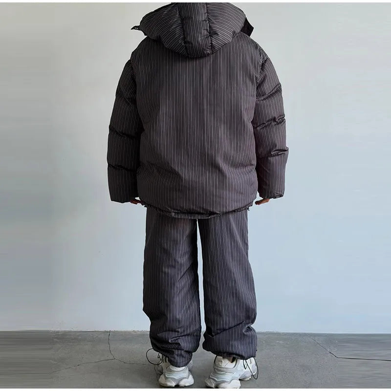 Striped Cotton Coat & Trousers Set