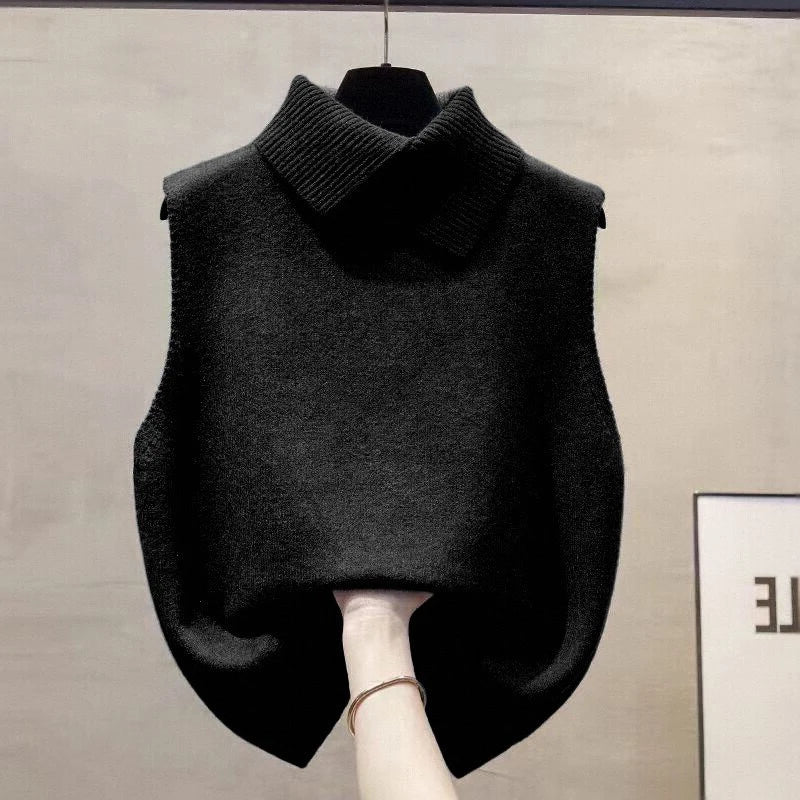 Solid Lapel Knit Vest