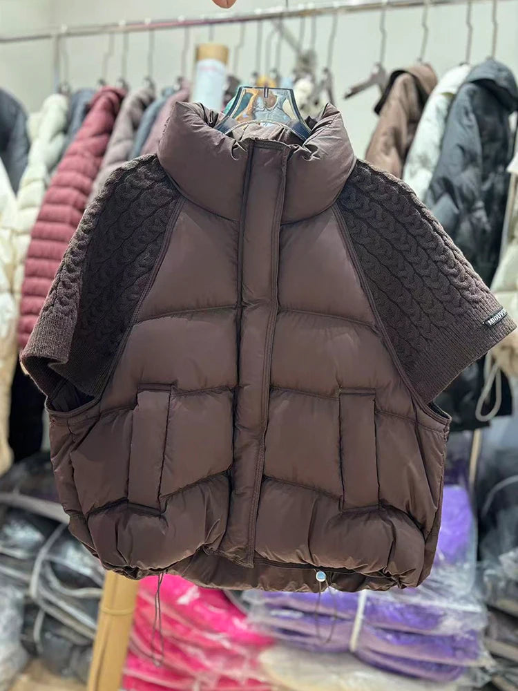 Turtleneck Duck Down Knit Puffer Vest