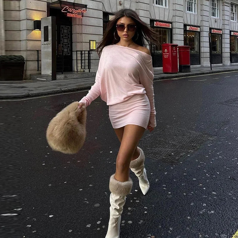 Mila Off-Shoulder Long-Sleeve Mini Dress