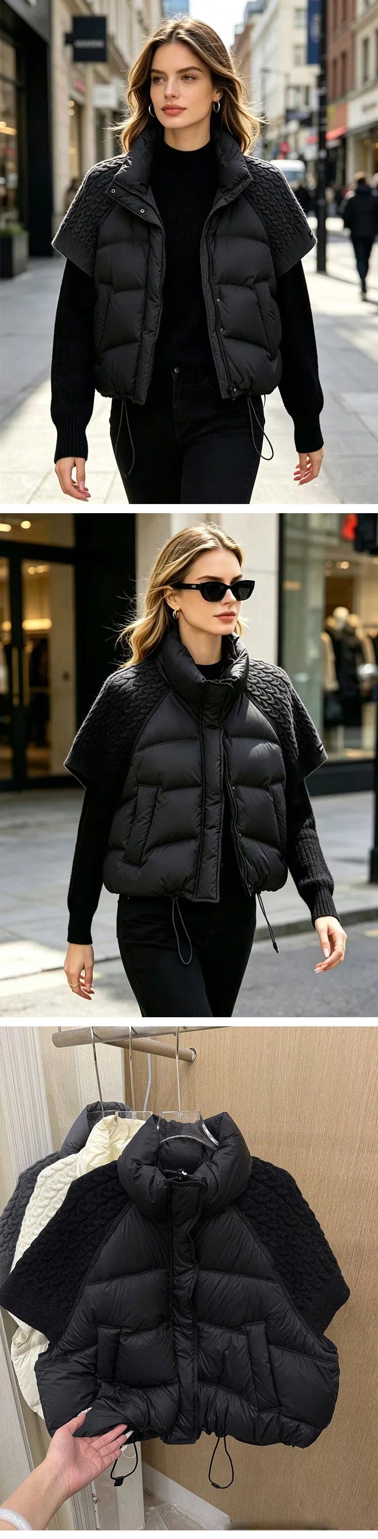 Turtleneck Duck Down Knit Puffer Vest