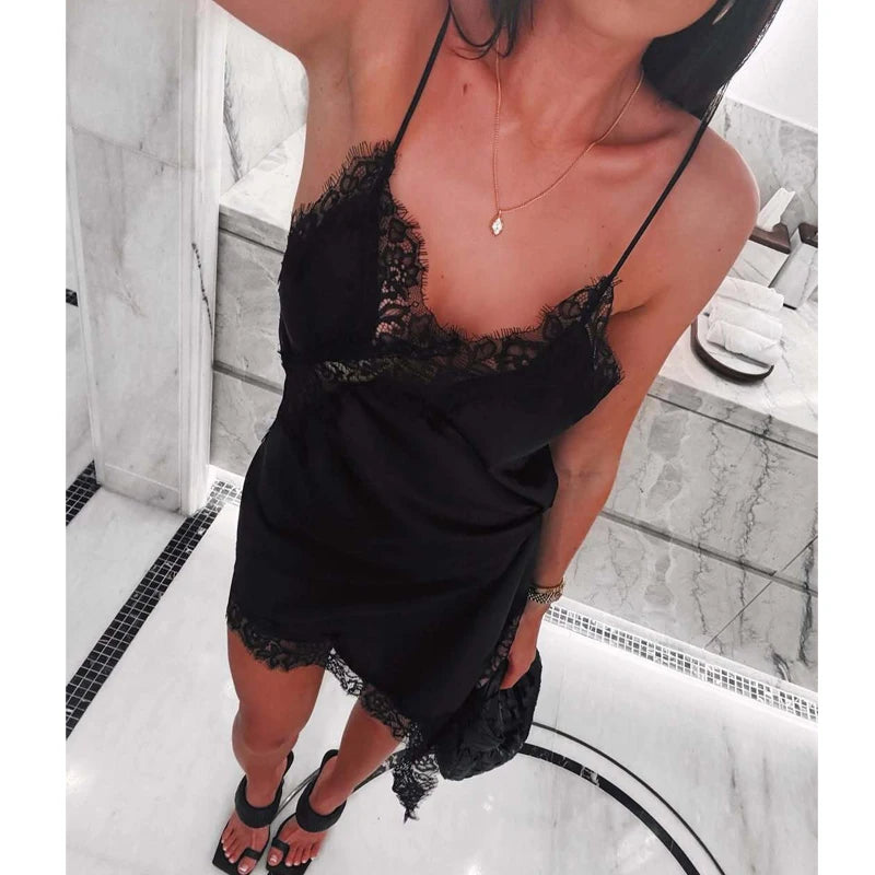 Livia Satin Lace Mini Dress