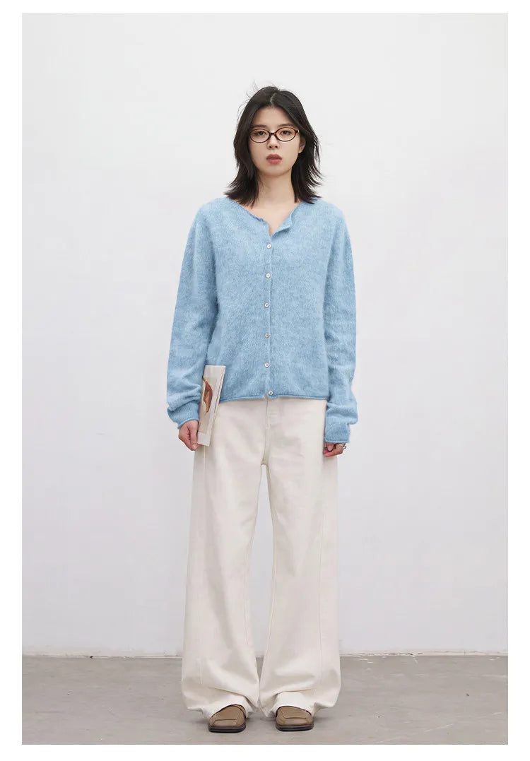 Relaxed Button-Front Knit Cardigan