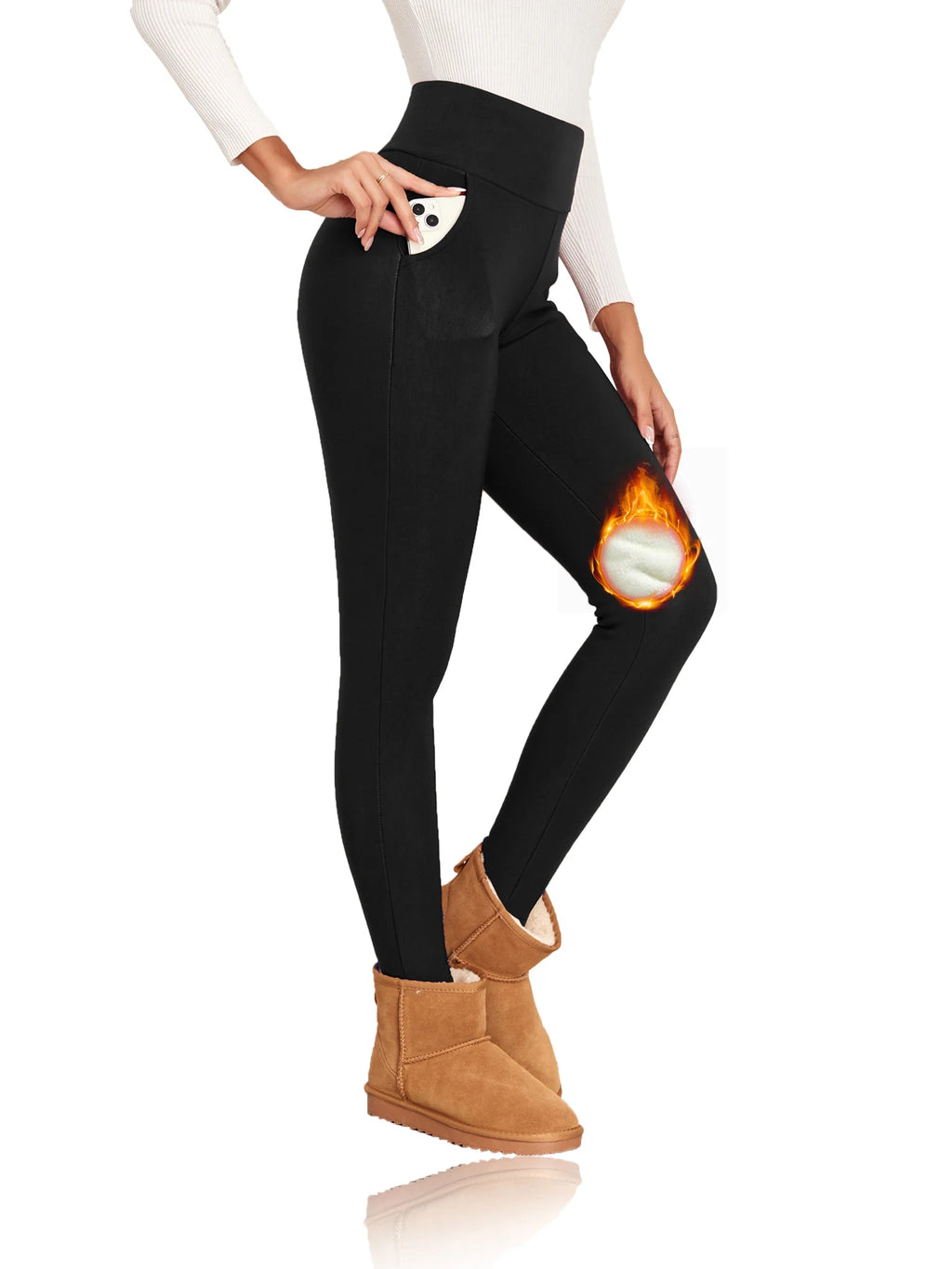 High-Waist Velvet-Lined Winter Leggings