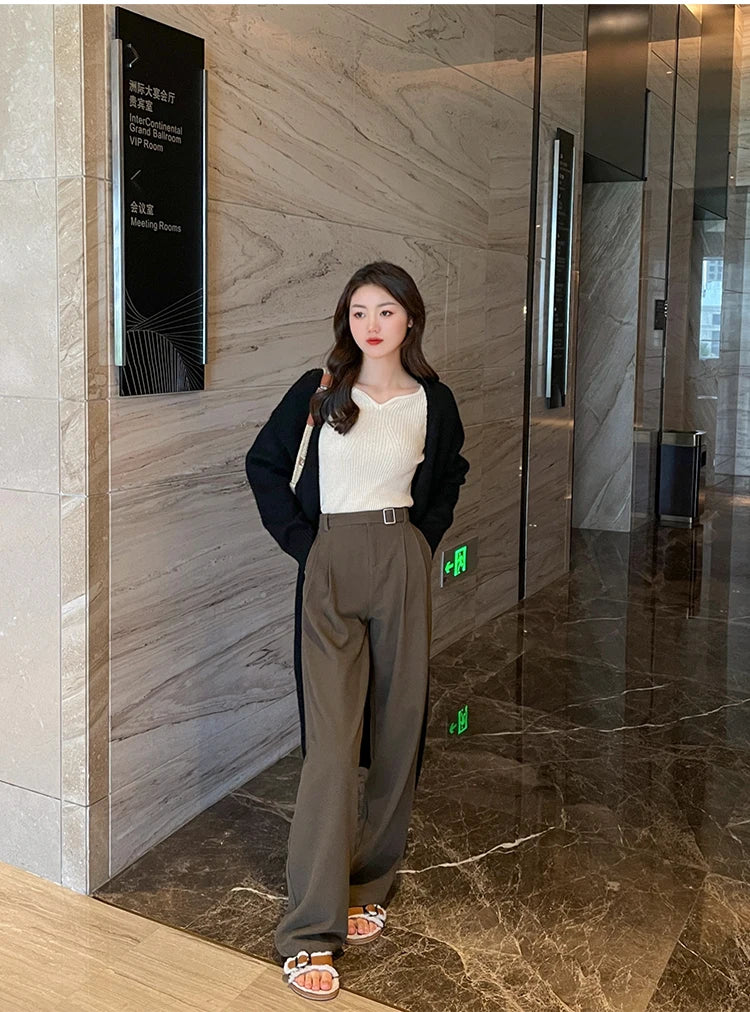 Slim V-Neck Ribbed Knit Sweater