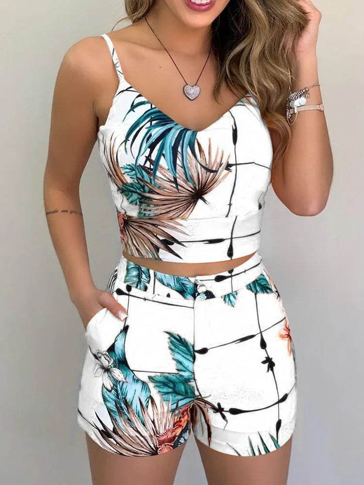 Marisol Tropical Floral Vest & Shorts Set