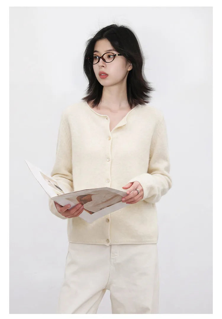 Relaxed Button-Front Knit Cardigan