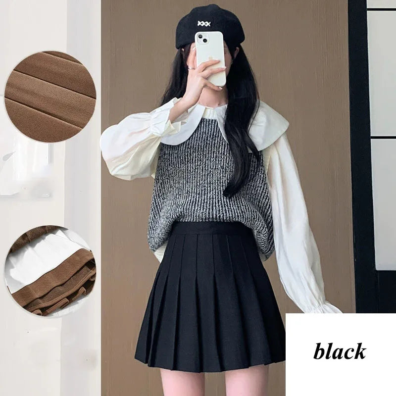 Wool-Blend Pleated Midi Skirt