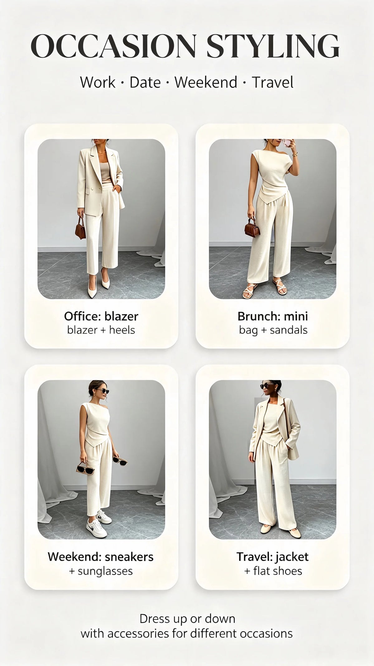 Asymmetric Top & Wide-Leg Pants Set